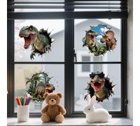 ANATTASOUL Spring Static Window Stickers Large Dinosaur Breaking Through A Wall Reusable Window Clings for Glass Windows, Removable Double Sided Window Decals for Room Office Home Kitchen Decoration