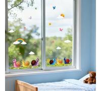 ANATTASOUL Spring Static Window Stickers Large Snail and Rainbow Reusable Window Clings for Glass Windows, 47.24" x 11.8" Removable Double Sided Window Decals for Room Office Home Kitchen Decoration