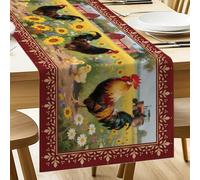 ANATTASOUL Spring Table Runner Rooster and Sunflower 13"x72" Table Decorations, Durable Summer Dining Decor for Home Kitchen Party Room