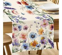 ANATTASOUL Spring Table Runner Wildflowers and Butterflies 13"x72" Table Decorations, Durable Summer Dining Decor for Home Kitchen Party Room