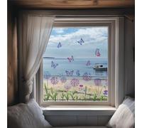 ANATTASOUL Static Window Clings Dandelion Butterfly 1 Sheet Reusable Window Decals for Glass, 47.24" x 11.8" Removable Double Sided Window Sticker for Room Office Home Decoration