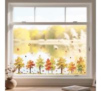 ANATTASOUL Static Window Sticker Large Autumn forest and Maple Leaves 1 Sheet Reusable Window Cling for Glass Window, 47.24" x 11.8" Removable Double Sided Window Decal for Room Office Home Decoration
