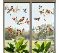 ANATTASOUL Static Window Sticker Large Birds Branches and Butterflies 1 Sheet Reusable Window Cling for Glass Window, 47.24" x 11.8" Removable Double Sided Window Decal for Room Office Home Decoration