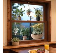 ANATTASOUL Static Window Stickers Large Realistic Potted Plants 1 Sheet Reusable Window Clings for Glass Windows, 47.24" x 11.8" Removable Double Sided Window Decals for Room Office Home Decoration