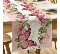 ANATTASOUL Table Runner Butterfly and Magnolia 13"x72" Table Decorations, Durable Summer Dining Decor for Home Kitchen Party Room