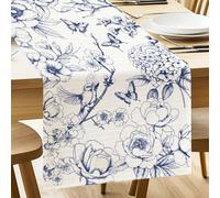 ANATTASOUL Table Runner, Flowers and Birds Table Runners, Spring Terylene Table Line for Dining Table Decor Home Wedding Party, 13 x 72 inch/ 33 x 183 cm