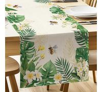 ANATTASOUL Table Runner Monstera and Palm Leaf 13"x72" Table Decorations, Durable Summer Dining Decor for Home Kitchen Party Room