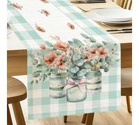 ANATTASOUL Table Runner, Vase and Flowers Table Runners, Spring Terylene Table Line for Dining Table Decor Home Wedding Party, 13 x 72 inch/ 33 x 183 cm