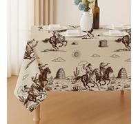 ANATTASOUL Western Cowboys Rectangle Table Cloth Waterproof 6ft Fall Tablecloth, 84"x60" Stain Resistant and Wrinkle Free Table Cover for Dining Party Buffet Camping Wedding