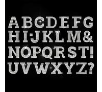 ANATTASOUL White Iron on Rhinestone Transfers 26 Letters Glitter Diamante Patch Sequin for Clothes, 11.6"x8.2" Large Bling Hotfix Iron On Applique for Clothing Hoodies Dress Shirt DIY Decor Gifts