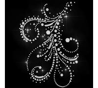 ANATTASOUL White Iron on Rhinestone Transfers Curved Lines Bling Diamond Hotfix Patches for Clothes, 11.6"x8.2" Large Bling Hotfix Iron On Applique for Clothing Hoodies Dress Shirt DIY Decor Gifts