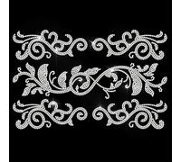 ANATTASOUL White Iron on Rhinestone Transfers Fringe Leaves Glitter Diamante Patch Sequin for Clothes, 11.6"x8.2" Large Bling Hotfix Iron On Applique for Clothing Hoodies Dress Shirt DIY Decor Gifts