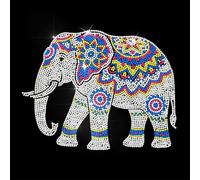 ANATTASOUL White Iron on Rhinestone Transfers Mandala Elephant Glitter Diamante Patch Sequin for Clothes, Large Bling Hotfix Iron On Applique for Clothing Hoodies Dress Shirt DIY Decor Gifts
