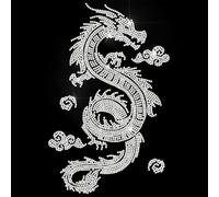 ANATTASOUL White Iron on Rhinestone Transfers Oriental Dragon Glitter Diamante Patch Sequin for Clothes, Large Bling Hotfix Iron On Applique for Clothing Hoodies Dress Shirt DIY Decor Gifts