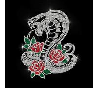ANATTASOUL White Iron on Rhinestone Transfers Snake Cobra Rose Glitter Diamante Patch Sequin for Clothes, Large Bling Hotfix Iron On Applique for Clothing Hoodies Dress Shirt DIY Decor Gifts