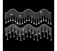 ANATTASOUL White Iron on Rhinestone Transfers Tassel Glitter Diamante Patch Sequin for Clothes, 11.6"x8.2" Large Bling Hotfix Iron On Applique for Jeans Jacket Caps Bag T-Shirt Shoes DIY Decor Gifts