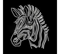 ANATTASOUL White Iron on Rhinestone Transfers Zebra Glitter Diamante Patch Sequin for Clothes, 11.6"x8.2" Large Bling Hotfix Iron On Applique for Jeans Jacket Caps Bag T-Shirt Shoes DIY Decor Gifts