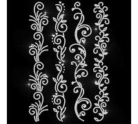 ANATTASOUL White Long Patterned Iron on Rhinestones for Clothes DIY Decor