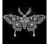 ANATTASOUL White Moth Iron on Rhinestones for Clothes DIY Decor