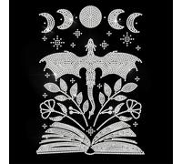 ANATTASOUL White Rhinestone Iron on Transfers Dragon Moon Phase Bling Diamond Hotfix Patches for Clothes, Large Glitter Iron On Sequin Applique for Jeans Jacket Caps Bag T-Shirts Shoes DIY Decor