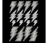 ANATTASOUL White Rhinestone Iron on Transfers Lightning Glitter Diamante Hotfix Patches for Clothes, Large Glitter Iron On Sequin Applique for Jeans Jacket Caps Bag T-Shirts Shoes DIY Decor