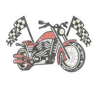 ANATTASOUL White Rhinestone Iron on Transfers Retro Motorcycle Glitter Diamante Hotfix Patches for Clothes, 11.6"x8.2" Large Iron On Sequin Applique for T-Shirts Bags Jeans Jacket Caps Shoes DIY Decor