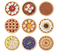 ANATTASOUL Wood Coasters Set of 9 for Drinks Fruit Pie Pattern Colorful Wooden Cup Mat for Coffee Table Decor, 3.9" Non-Slip Desk Coasters for Home, Apartment, Office, Bar Gifts