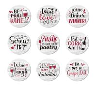 ANATTASOUL Wood Coasters Set of 9 for Drinks Funny Wine Sayings Pattern Colorful Wooden Cup Mat for Coffee Table Decor, 3.9" Non-Slip Desk Coasters for Home, Apartment, Office, Bar Gifts