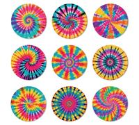 ANATTASOUL Wood Coasters Set of 9 for Drinks Tie dye Pattern Colorful Wooden Cup Mat for Coffee Table Decor, 3.9" Non-Slip Desk Coasters for Home, Apartment, Office, Bar Gifts