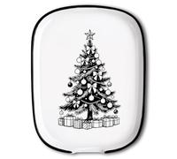 ANATTASOUL Xmas Ceramic Coffee Spoon Rest for Stove Top Christmas Tree Pattern 4.52"x5.9" Large Teaspoon Holder, Heat Resistant Porcelain Kitchen Utensils Holder Decorative for Counter Cooking Gifts