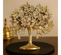 Anavana Kalpavriksha Tree Brass Showpiece - 100% Pure Solid Brass, Antique Gold Finish, 6.5 Inches, Tree of Life for Home Decor, Good Luck Gift, Vastu & Feng Shui Handcrafted Art Decor