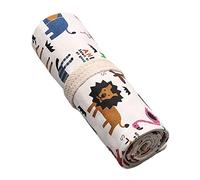 Anawakia Animal Floral Pattern 36 Slot Pencil Case Roll-up Pencil Case Bag Organiser