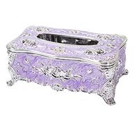 Anawakia Cosmetic Tissue Box - Rectangular, Acrylic, Purple & Silver, Classic Style with European Design and Rose Pattern