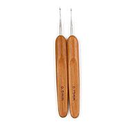 Anawakia Crochet Hook 2 Pieces, Dreadlocks Tool, 0.5 mm, 0.75 mm, Soft Touch Steel, Bamboo, Smooth Finish, Perfect for Knitting, Weaving, and Hairstyling Designs