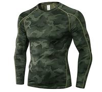 Anawakia Men's Long Sleeve Compression Shirts Cool Dry Compression Shirts for Men Athletic Workout Running Base Layer T Shirt, Camouflage Green, XL