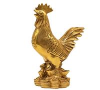 Anawakia Rooster Statue Brass Brass Rooster Chicken Feng Shui Decoration Meaning Health Wealth Good Luck (S-10cm/3.93inch)