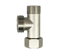 Anawakia Toilet Diverter Valve Straight Teeth 3/8 Inch and Side Teeth 1/2 Inch Three-Way Connection Valve T Valve 3/8 (1 Piece)