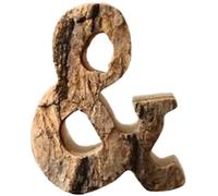 Anawakia Wooden Letters A B C D E F G H I J K L M N O P Q R S T U V W X Y Z Vintage Solid Wood Bark Wood Numbers & 0 1 2 3 4 5 6 7 8 9 Retro DIY Decoration (&)