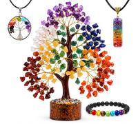 ANAYA AGATE 7 Chakra Healing Crystal Tree Kit, Bracelet, Pendant, Necklaces, Handmade Gemstone Money Bonsai Tree of Life Feng Shui Decor for Home Office, Positive Energy, Reiki Healing, for Women