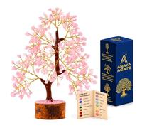 ANAYA AGATE Crystal Tree of Life Rose Quartz Healing Crystal Trees for Home & Office Decoration, Handmade Gem Money Bonsai Trees for Positive Energy, Good Luck, Christmas, Birthday Gift for Women, Mom
