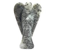 ANAYA AGATE Dendritic Agate Angel Statue 2" Beautiful Gemstone Guardian Angel Natural Crystal Hand-Carved Charms for Awareness, Intuition, Spiritual Growth & Positive Energy Crystal Figurines Decor