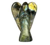 ANAYA AGATE Labradorite Angel Statue 2" Beautiful Gemstone Guardian Angel Natural Crystal Angel Hand-Carved Charms for Protection, Intuition, Spiritual Connection & Positive Energy Crystal Figurines