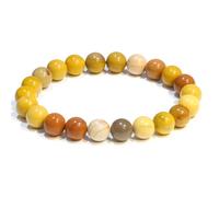 ANAYA AGATE Mookaite Jasper Natural Healing Crystal Bracelet for Women and Men, 8mm Round Beaded Bracelet for Spiritual, Protection, Positive Energy, Elastic Adjustable Size Gemstone Bead