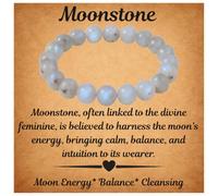 ANAYA AGATE Natural Moonstone Gemstone Bead Bracelet - Healing Crystal Bracelet for Women, Men - 8mm Round Beaded Unisex Stretchy Gemstone Bracelet - Emotion, Relationship, Love, Christmas Gift Box