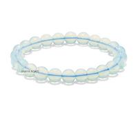 ANAYA AGATE Opalite Bracelet, Healing Crystal Bracelet for Women and Men, 8mm Round Beaded Bracelet for Spiritual Healing, Protection, Positive Energy, Elastic Adjustable Size Gemstone Bead Bracelet