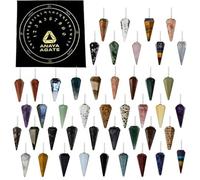 ANAYA AGATE Pack of 11 Crystal Pendulums Bulk - Wholesale Pendulum with Chakra Pendulum and Pendulum Board - Dowsing Pendulum for Divination, Meditation, Healing Crystals - Natural Gemstone Pendulum