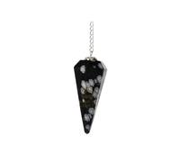 ANAYA AGATE Snowflake Obsidian Pendulum, Chakra Pendulum w/Chain, Certified Dowsing Crystals and Healing Stones for Divination Meditation, Chakra Balancing and Crystal Grid, Natural Gemstone Pendulums