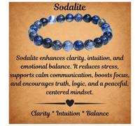 ANAYA AGATE Sodalite Bracelet, Natural Healing Crystal Bracelet for Women and Men, 8mm Round Beaded Bracelet for Spiritual, Protection, Positive Energy, Elastic Adjustable Size Gemstone Bead Bracelet