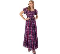 Anaya with Love Ladies Empire Waist Maxi Dress for Women Puffed Short Sleeve Sweetheart Neckline Tiered Long Ruffle for Wedding Guest Purple Size 26