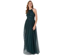 Anaya with Love Ladies Maxi Dress for Women Halter Neck Sleeveless Back Keyhole Long for Wedding Guest Prom Ball Evening Gown Bridesmaid Emerald Green Size 18
